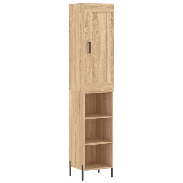 vidaXL Hoge kast 34,5x34x180 cm bewerkt hout sonoma eikenkleurig