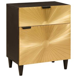 vidaXL Nachtkastje Zwart en Goud 50 x 33 x 60 cm Bewerkt hout
