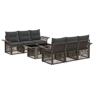 vidaXL Tuinbankenset 7 st Grijs en Donkergrijs poly rattan