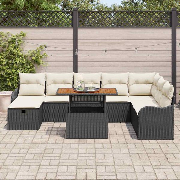 vidaXL Tuin Sofa Set 9 pcs Zwart poly rattan