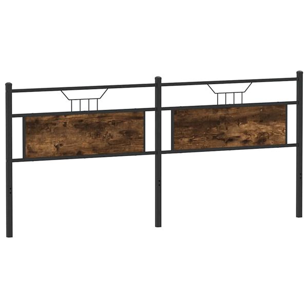 vidaXL Vervangend hoofdbord 193 cm spaanplaat gerookt eikenkleurig en staal