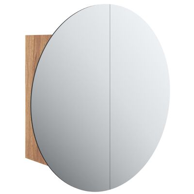 vidaXL Badkamerkast met ronde spiegel en LED 40x40x17,5 cm eiken