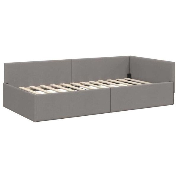 vidaXL Hoekbedframe met hoofdeinde Taupe 80 cm x 200 cm Fluweel