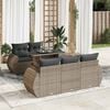 vidaXL 6-delige Loungeset met kussens poly rattan grijs