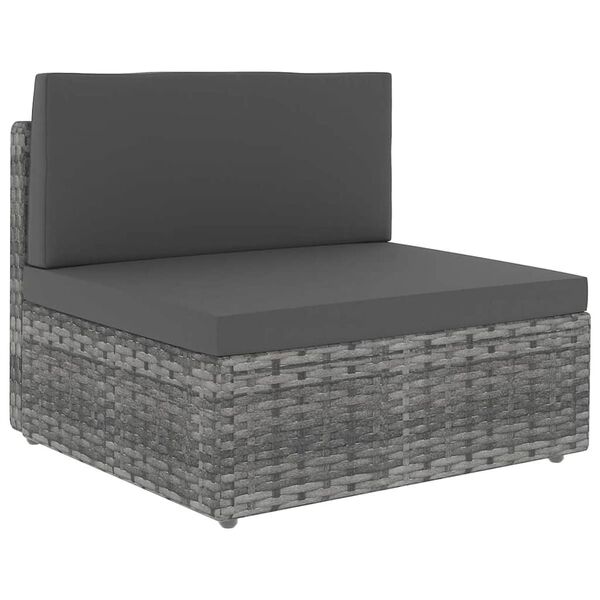 vidaXL 11-delige Loungeset met kussens poly rattan grijs