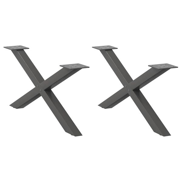 vidaXL Salontafelpoten 2 st X-vormig 70x(30-31) cm staal antraciet