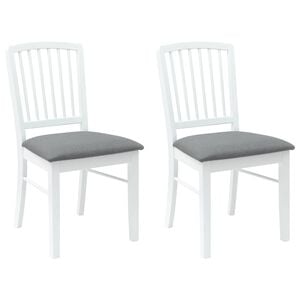 vidaXL Eettafelstoelen 2 st Massief Rubberhout Wit 50 x 52,5 x 91 cm