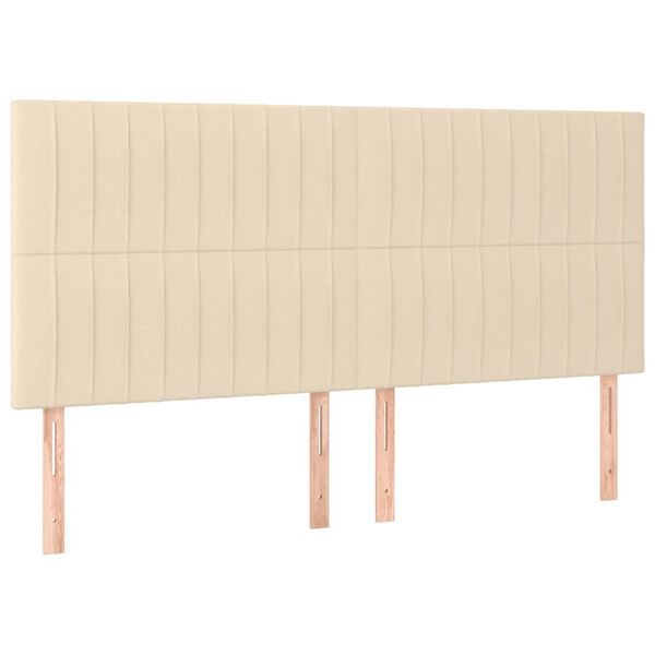 vidaXL Hoofdbord cr&egrave;me 200x5x118/128 cm stof