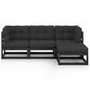 vidaXL 4-delige Loungeset met kussens massief grenenhout