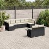vidaXL 9-delige Loungeset met kussens poly rattan zwart