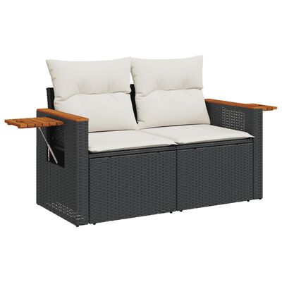 vidaXL 9-delige Loungeset met kussens poly rattan zwart