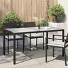 vidaXL Tuintafel 150x90x75 cm gehard glas en poly rattan bruin