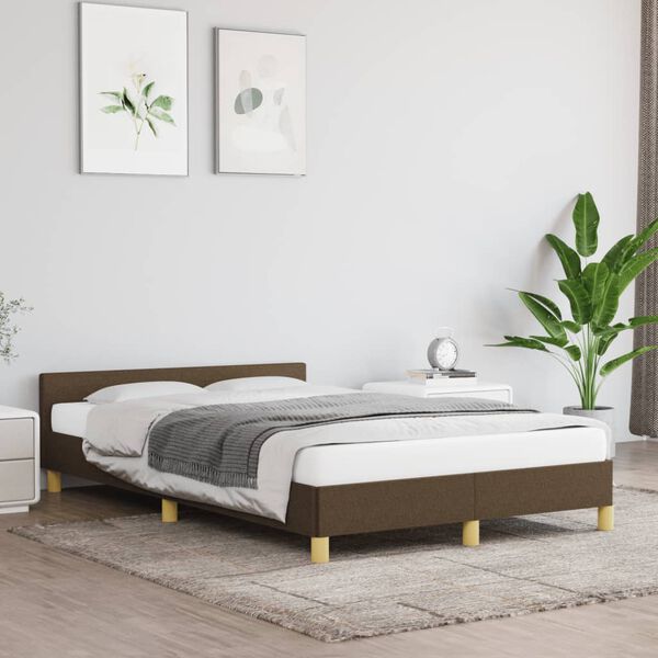 vidaXL Bedframe zonder matras 120x190 cm stof donkerbruin