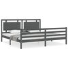 vidaXL Bedframe met hoofdbord massief hout grijs 200x200 cm