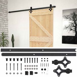 vidaXL Schuifdeur 80 x 210 cm Massief grenenhout Naturel en Zwart
