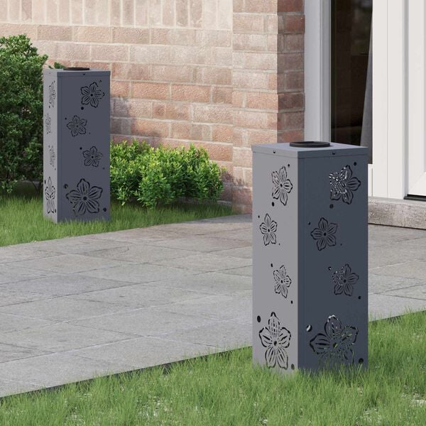 vidaXL Solar LED Pad Licht 2 pcs Antraciet Koudgewalst staal