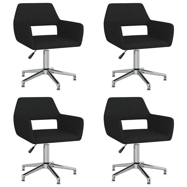 vidaXL Eetkamerstoelen 4 st draaibaar stof zwart