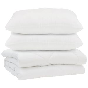 vidaXL Dekbed met kussen 3 pcs Wit Microfibre