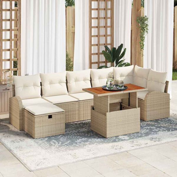 vidaXL Tuin Sofa Set 8 pcs Beige poly rattan