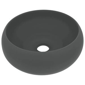 vidaXL Wastafel rond 40x15 cm keramiek mat donkergrijs