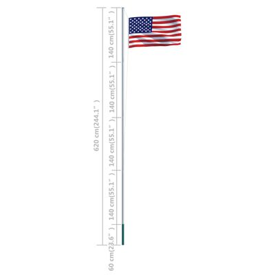vidaXL Vlag met vlaggenmast Verenigde Staten 6,2 m aluminium