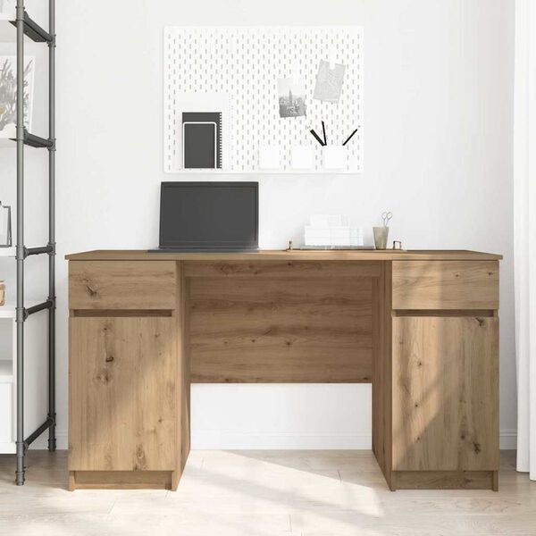 vidaXL Bureau artisanaal eikenkleurig 140 x 49 x 76 cm Bewerkt hout