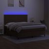 vidaXL Boxspring met matras en LED stof donkerbruin 160x200 cm