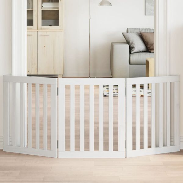 vidaXL Hondenhek inklapbaar 3 panelen 150 cm populierenhout wit