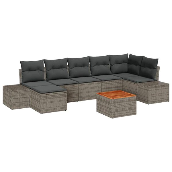 vidaXL Tuin Sofa Set 8 pcs Grijs