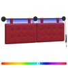 vidaXL Hangend hoofdbord Met LED-verlichting Wijnrood Kunstleer