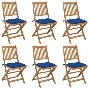vidaXL Inklapbare stoelen 6 st met kussens massief acaciahout