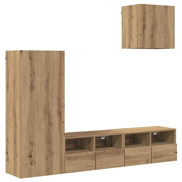 vidaXL TV Wandmeubels 4 pcs Artisan Eiken Bewerkt hout