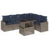 vidaXL 7-delige tuinbankset met kussens, grijs polyrotan