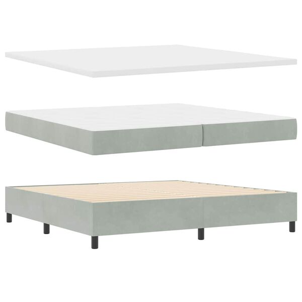 vidaXL Boxspringbed met matras met LED Lichtgrijs 200 x 200 cm Fluweel