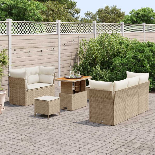 vidaXL Tuin Sofa Set 8 pcs Beige poly rattan