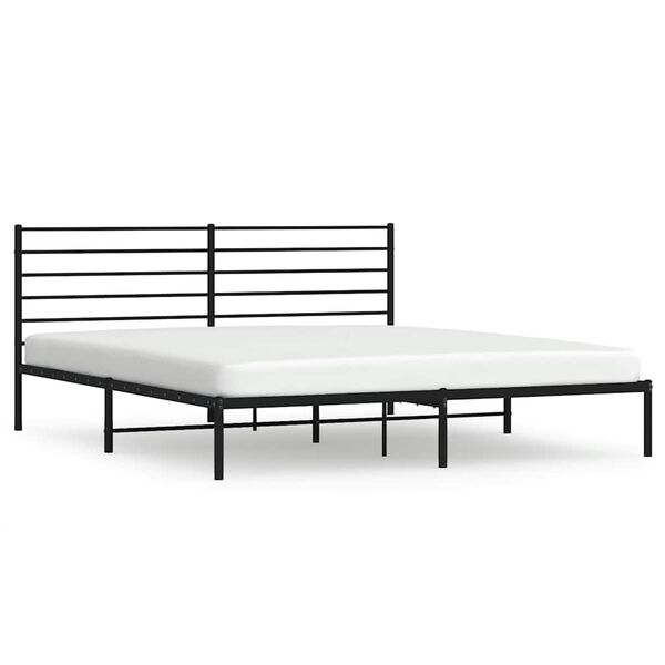 vidaXL Bedframe met hoofdbord metaal zwart 180x200 cm