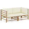 vidaXL 2-delige Loungeset met kussens bamboe cr&egrave;mewit