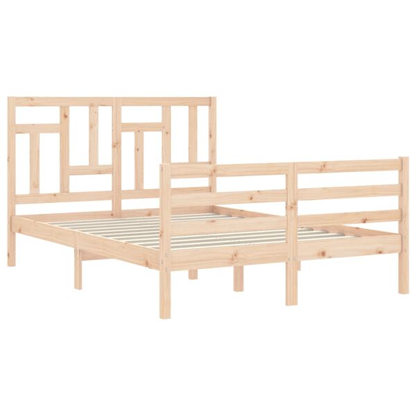 vidaXL Bedframe met hoofdbord massief hout 140x190 cm