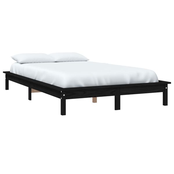 vidaXL Bedframe massief grenenhout zwart 200x200 cm