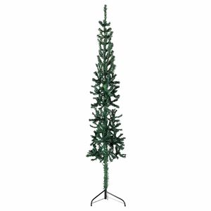 vidaXL Kunstkerstboom half met standaard smal 240 cm groen