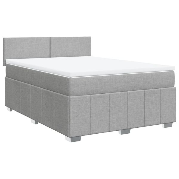 vidaXL Boxspring met matras stof lichtgrijs 140x200 cm