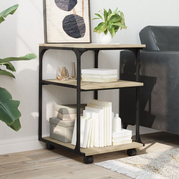 vidaXL Printerkastje 3-laags 43x48x64 cm bewerkt hout sonoma eiken