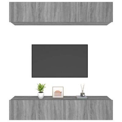 vidaXL Tv-meubelen 4 st 80x30x30 cm bewerkt hout grijs sonoma eiken