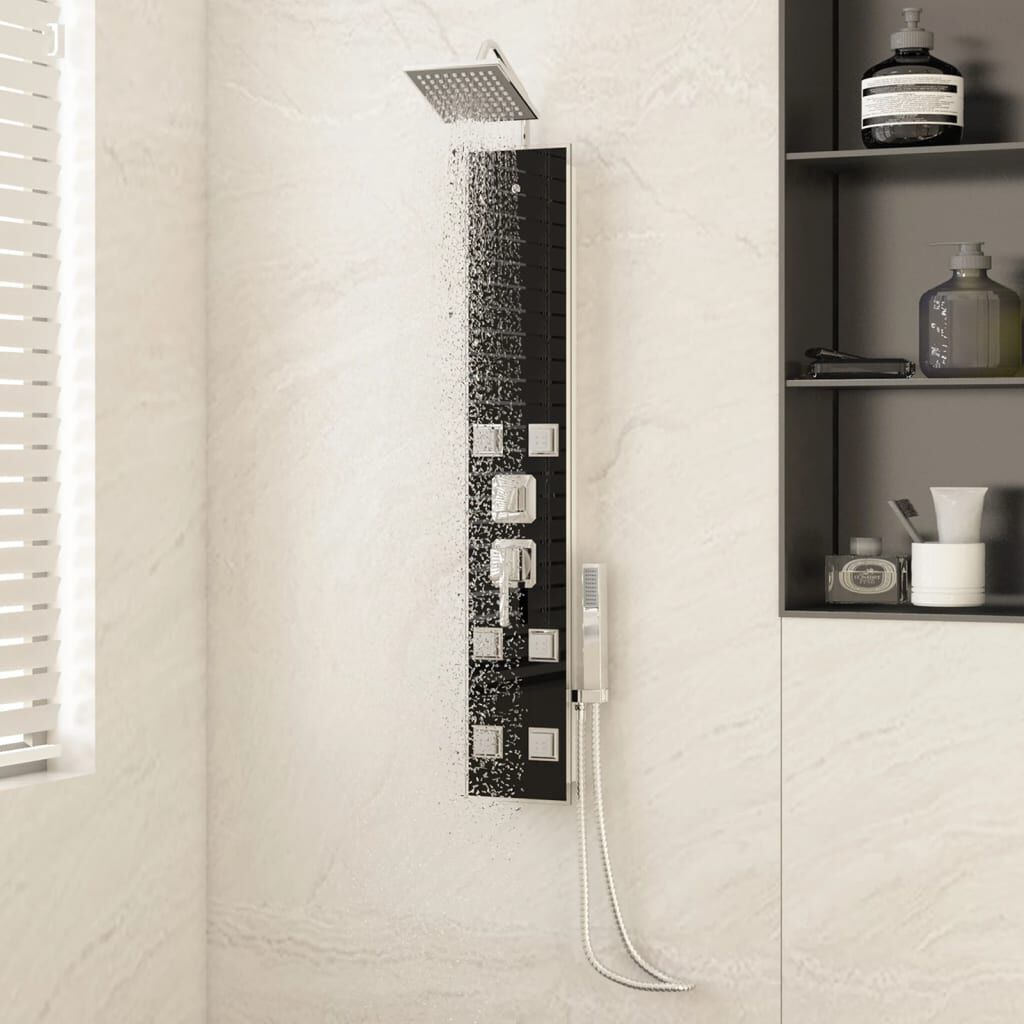 SCHÜTTE Douchepaneel met thermostatische kraan LANZAROTE glas zwart