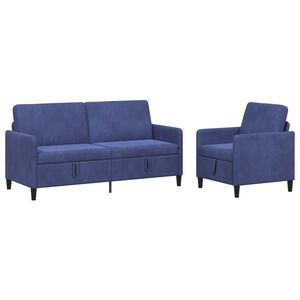 vidaXL Bankenset met opbergruimte 2 st Politieblauw Polyester