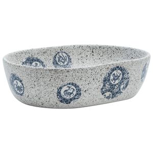 vidaXL Opzetwasbak ovaal 47x33x13 cm keramiek grijs en blauw
