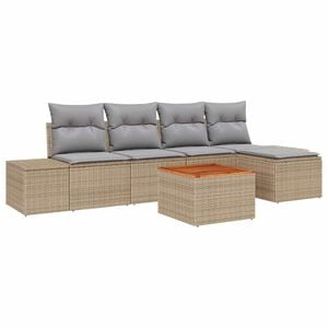 vidaXL Tuinbankenset 6 st Beige en Licht Grijs poly rattan