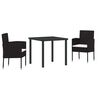 vidaXL Tuin eettafelset 3 st Zwart poly rattan