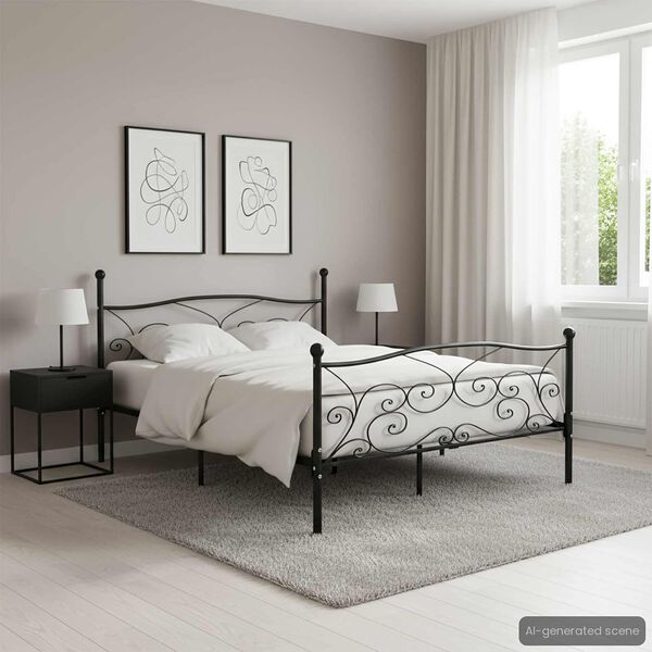 vidaXL Bedframe met lattenbodem metaal zwart 200x200 cm