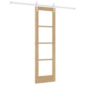 vidaXL Schuifdeur 61 x 198,5 cm Massief grenenhout en glas Naturel